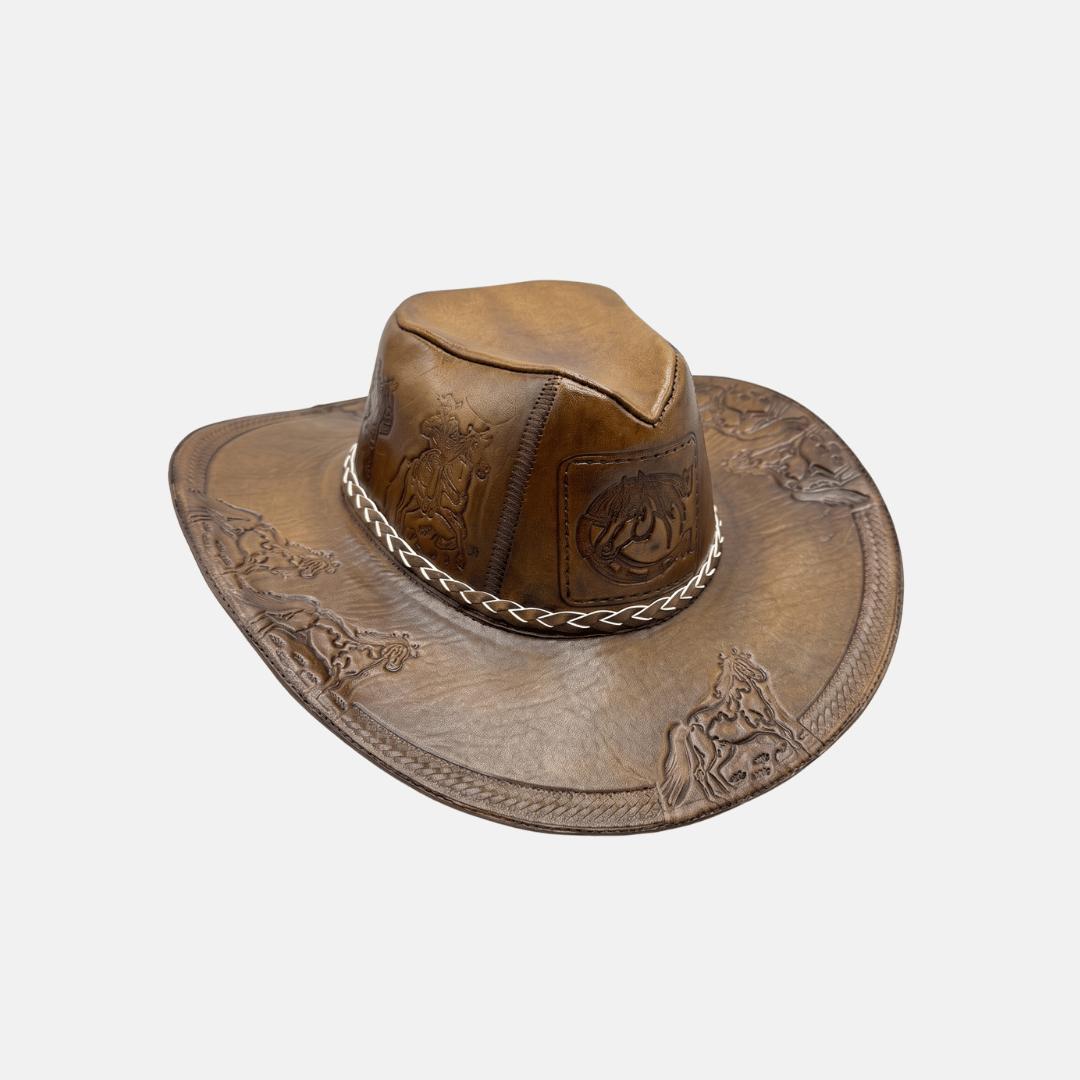 Sombrero Bernardo Vaquero de Cuero con Diseño