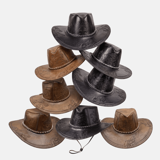 Sombrero Bernardo Vaquero de Cuero con Diseño