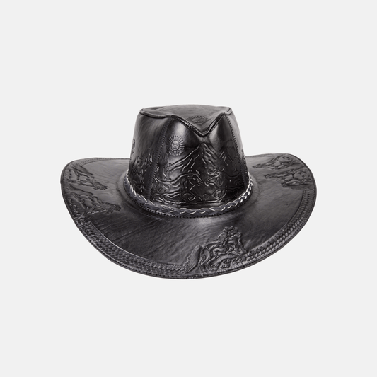 Sombrero Bernardo Vaquero de Cuero con Diseño