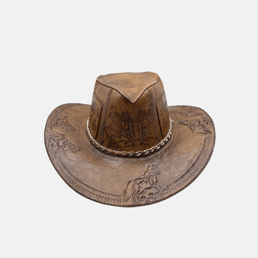 Sombrero Bernardo Vaquero de Cuero con Diseño