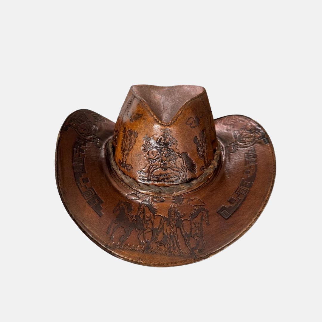 Sombrero Bernardo Vaquero de Cuero con Diseño