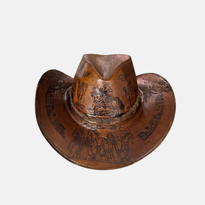 Sombrero Bernardo Vaquero de Cuero con Diseño
