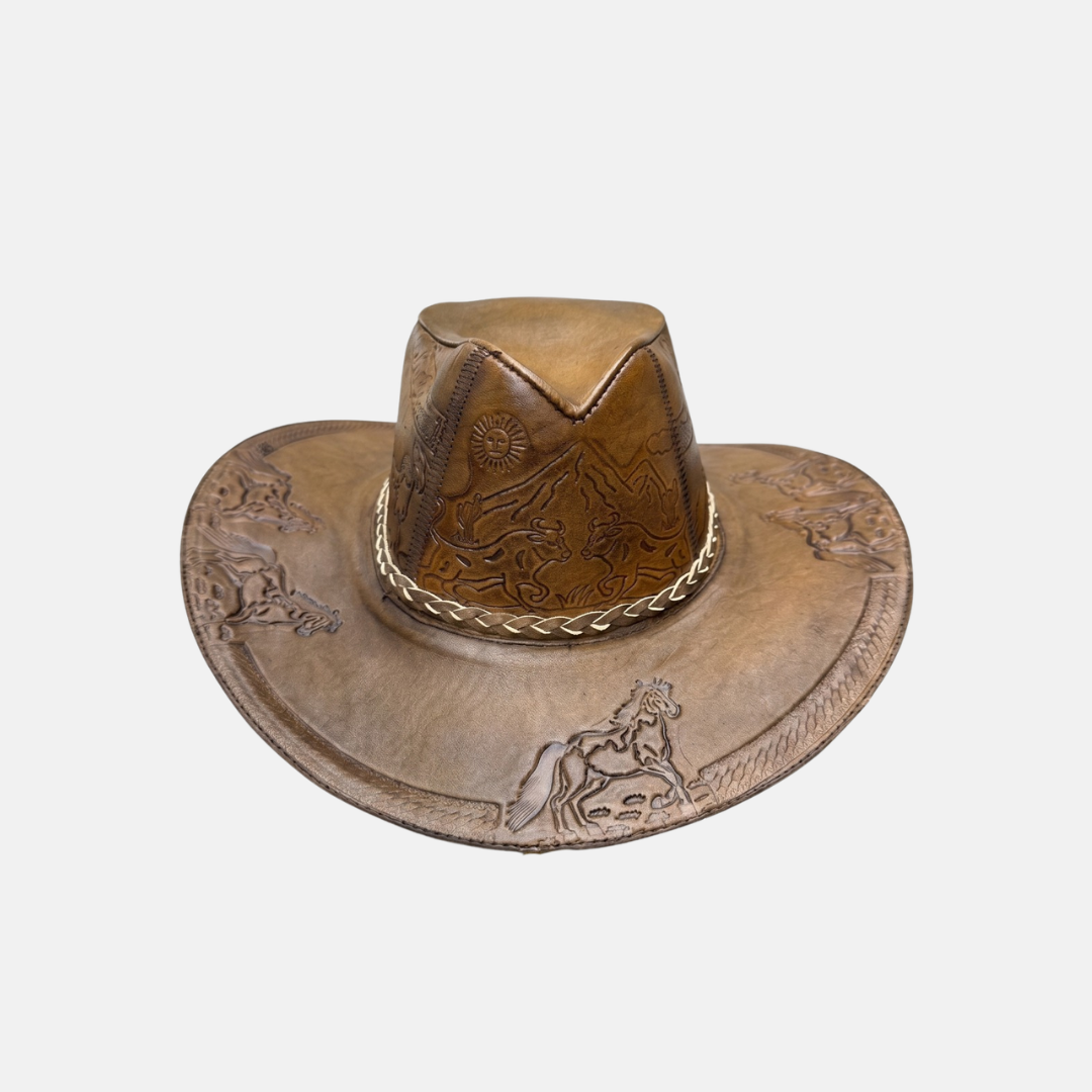 Sombrero Bernardo Vaquero de Cuero con Diseño