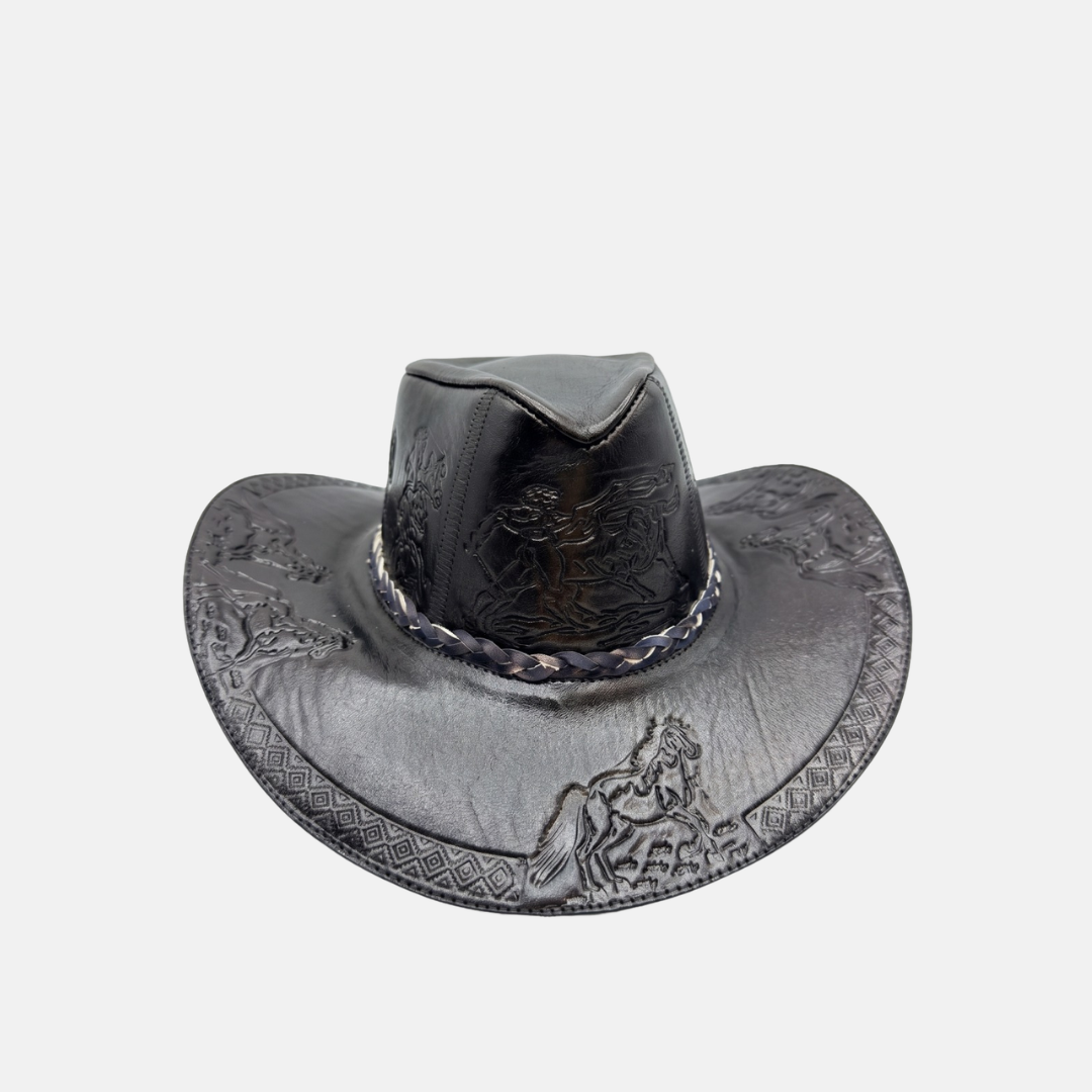 Sombrero Bernardo Vaquero de Cuero con Diseño