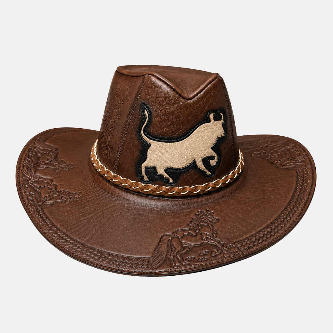 Sombrero Taurus Vaquero de Cuero con Diseño