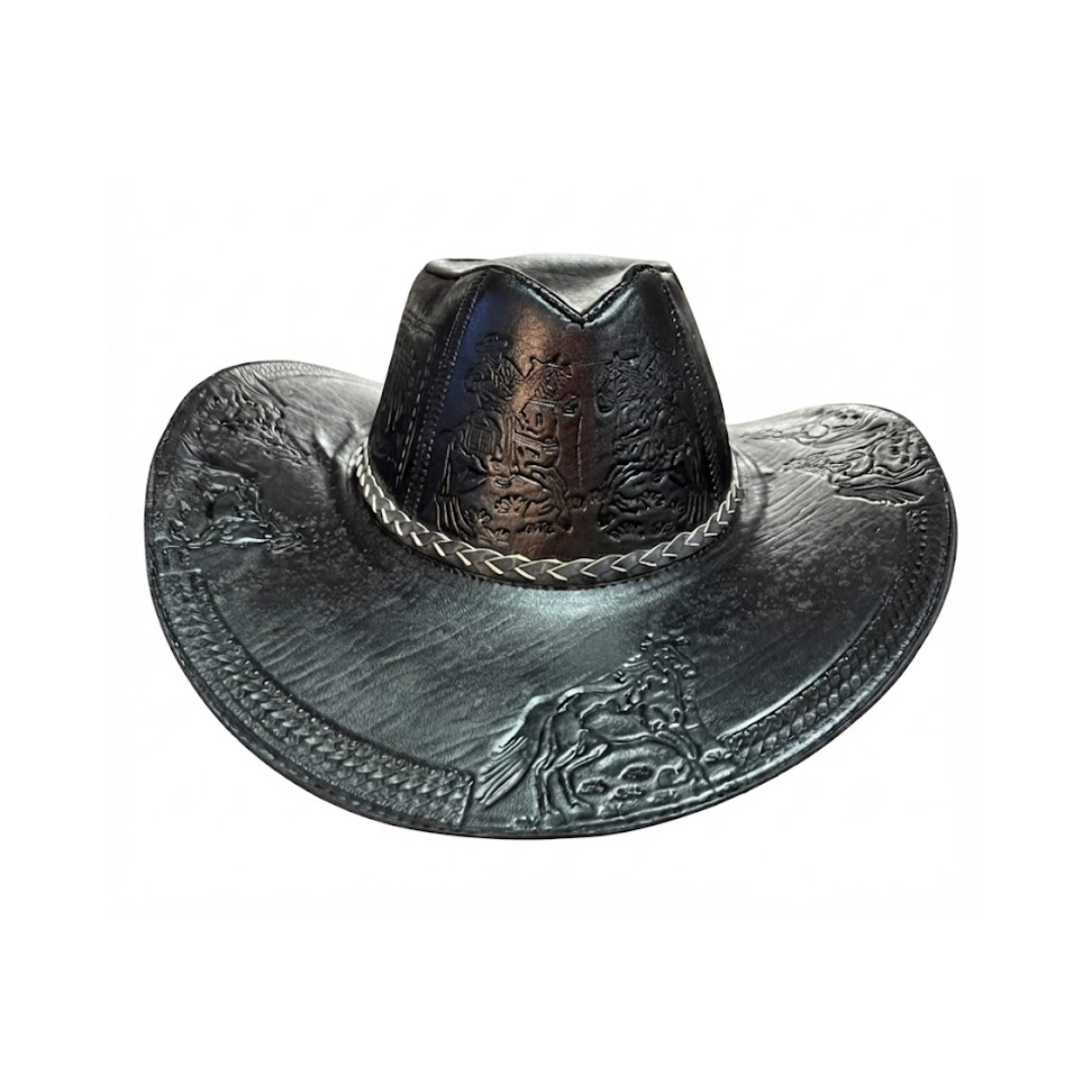 Sombrero Bernardo Vaquero de Cuero con Diseño