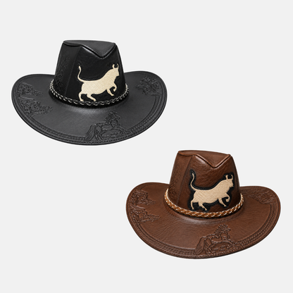 Sombrero Taurus Vaquero de Cuero con Diseño