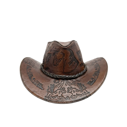 Sombrero Bernardo Vaquero de Cuero con Diseño