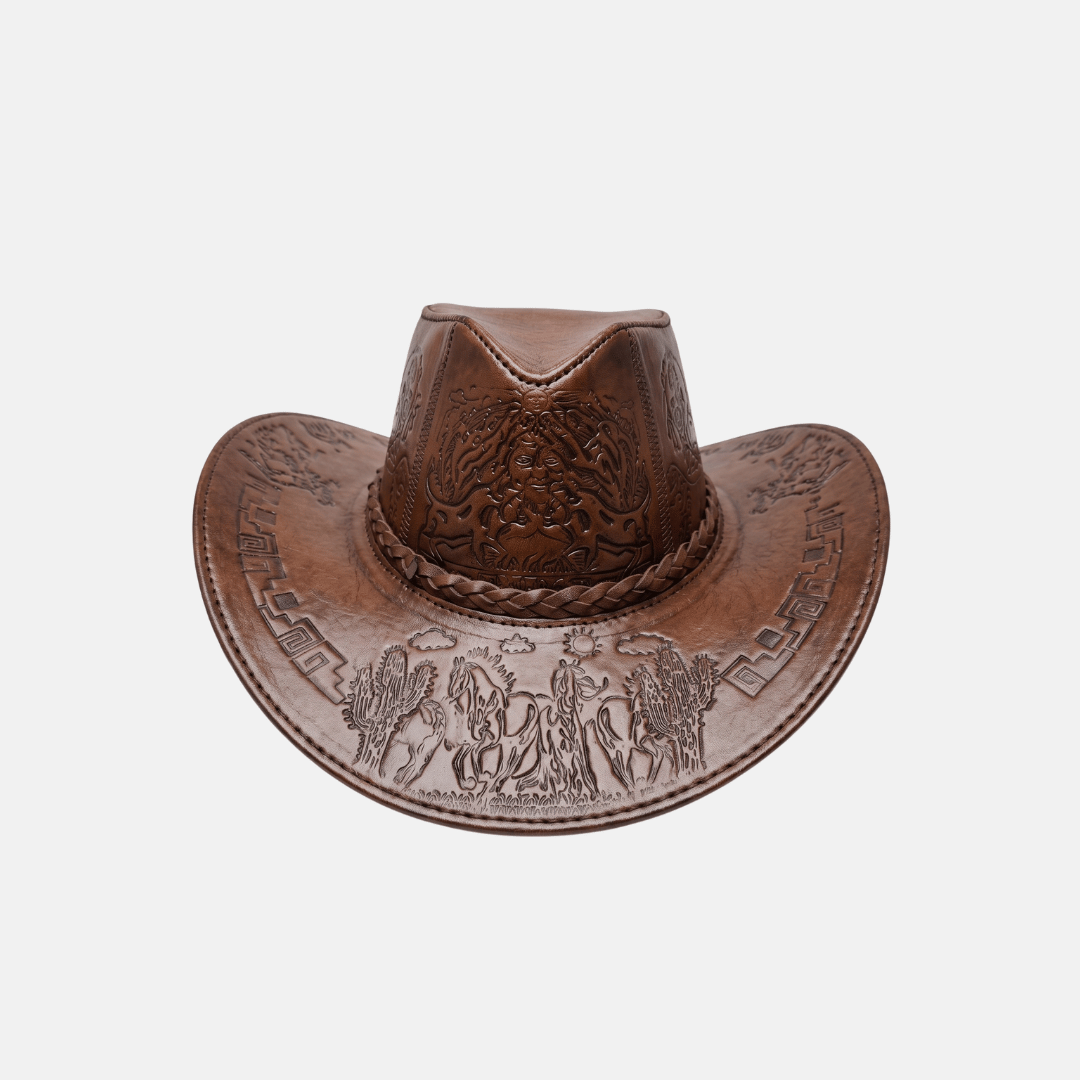 Sombrero Bernardo Vaquero de Cuero con Diseño