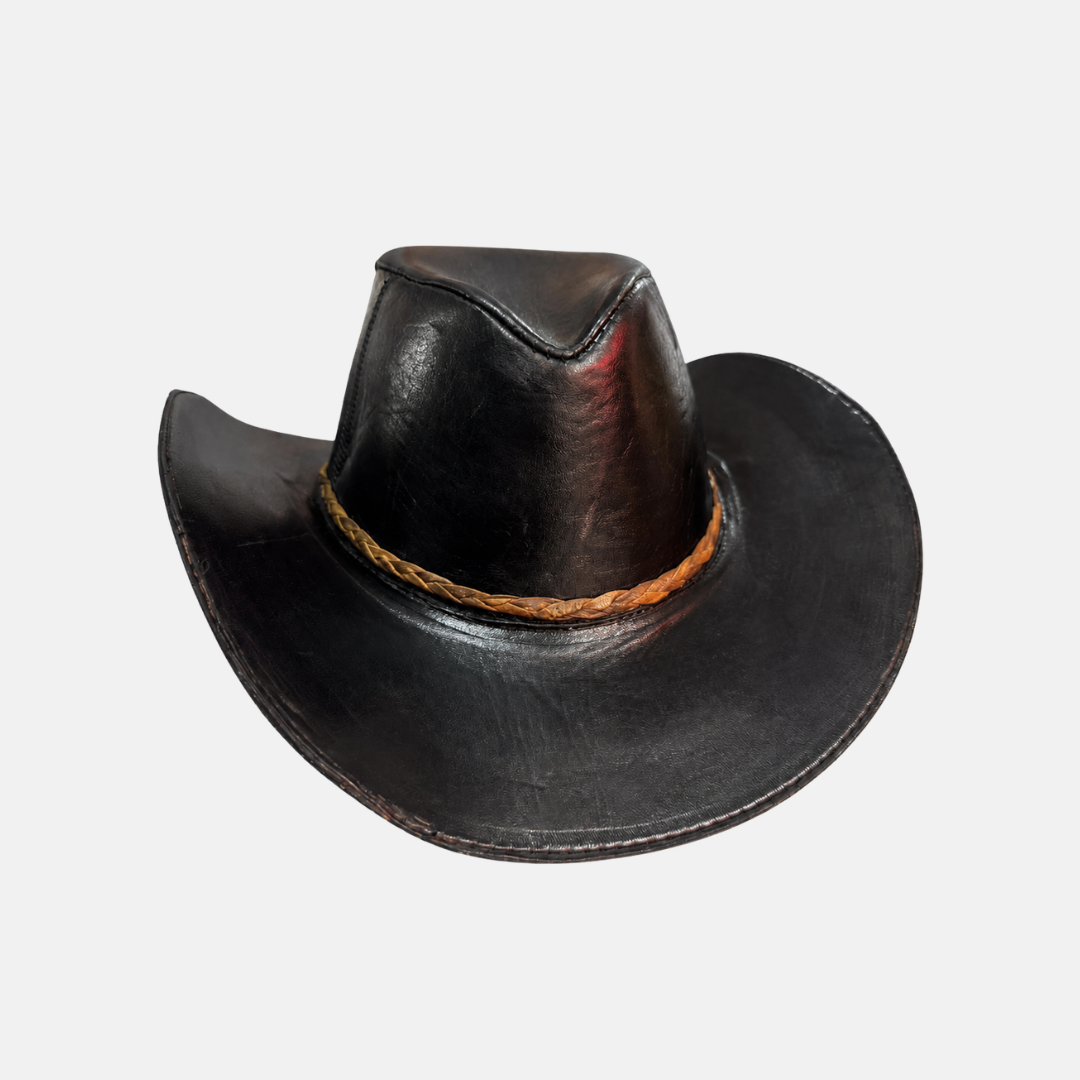 Sombrero Vaquero Rústico de Cuero Liso Bernardo