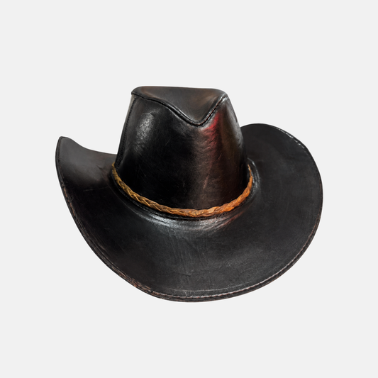 Sombrero Vaquero Rústico de Cuero Liso Bernardo