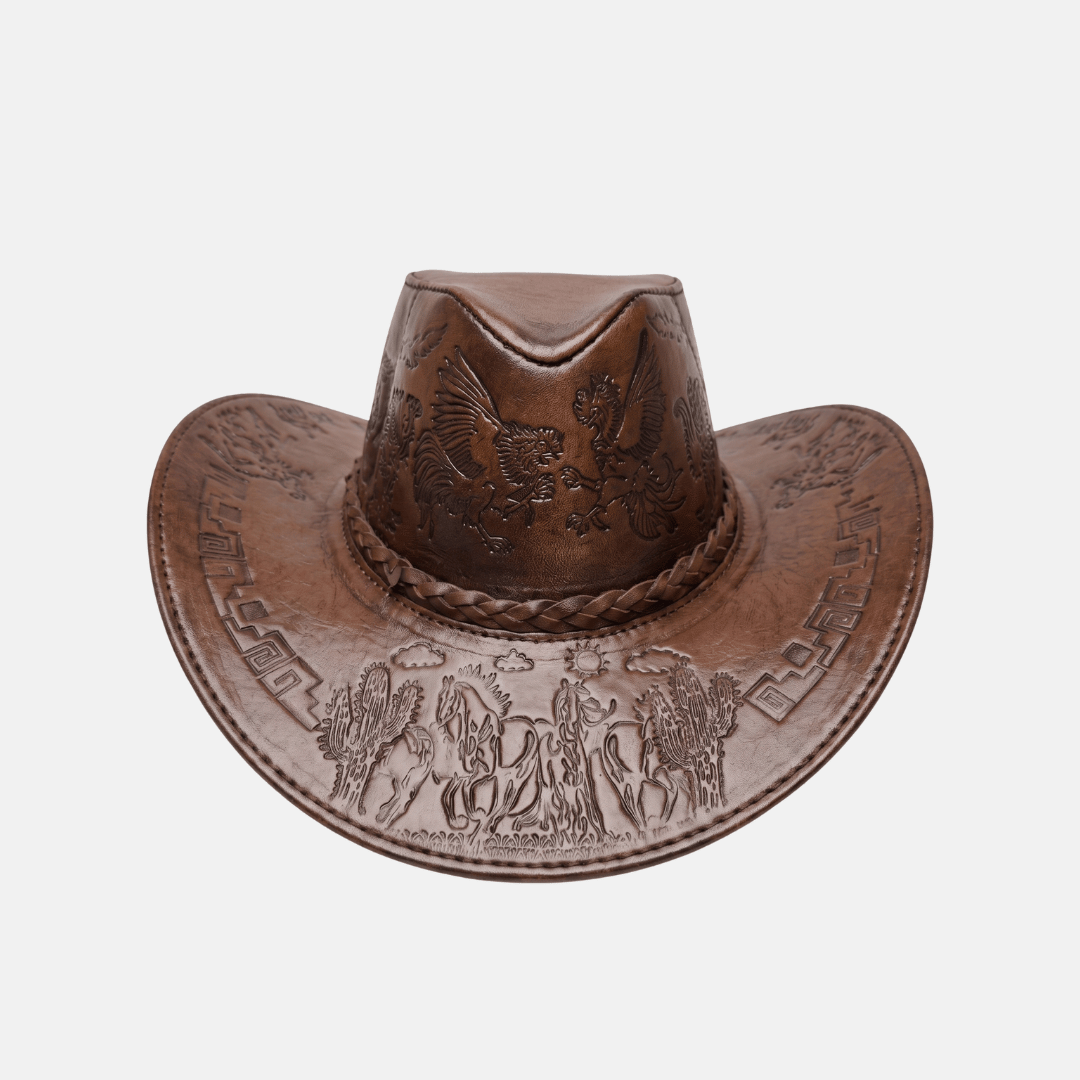 Sombrero Bernardo Vaquero de Cuero con Diseño