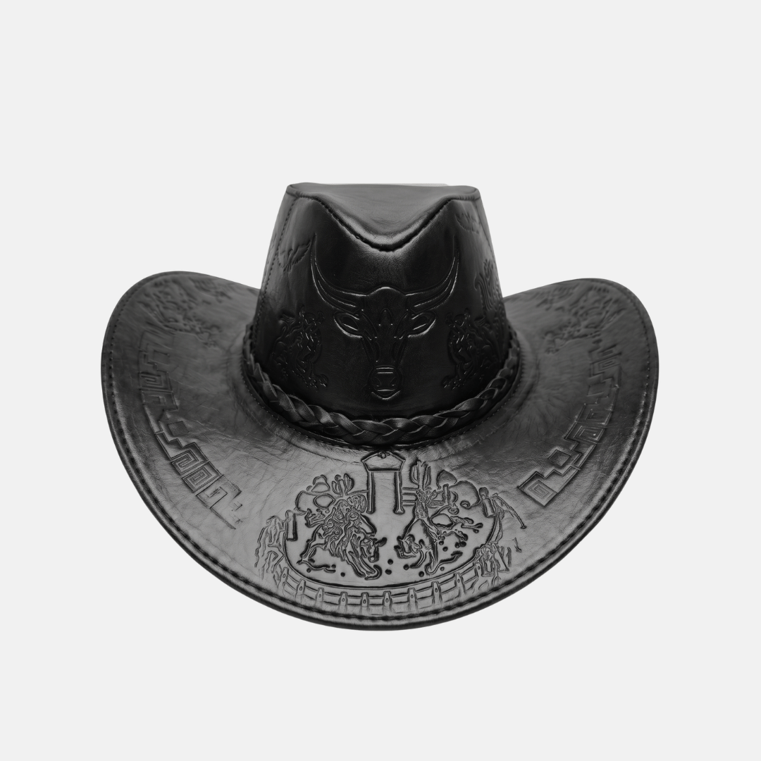 Sombrero Bull Vaquero de Cuero con Diseño