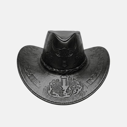 Sombrero Bull Vaquero de Cuero con Diseño