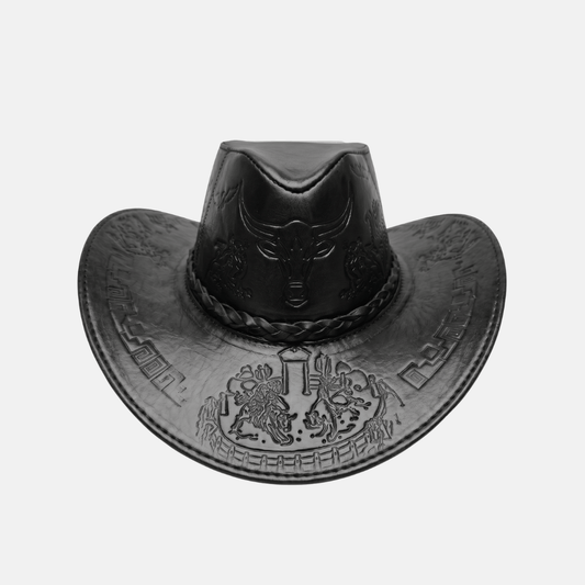 Sombrero Bull Vaquero de Cuero con Diseño