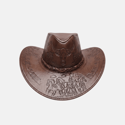 Sombrero Bull Vaquero de Cuero con Diseño