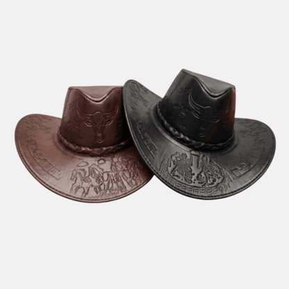 Sombrero Bull Vaquero de Cuero con Diseño