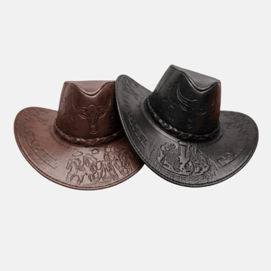 Sombrero Bull Vaquero de Cuero con Diseño