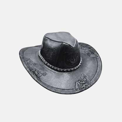 Sombrero Bernardo Vaquero de Cuero con Diseño