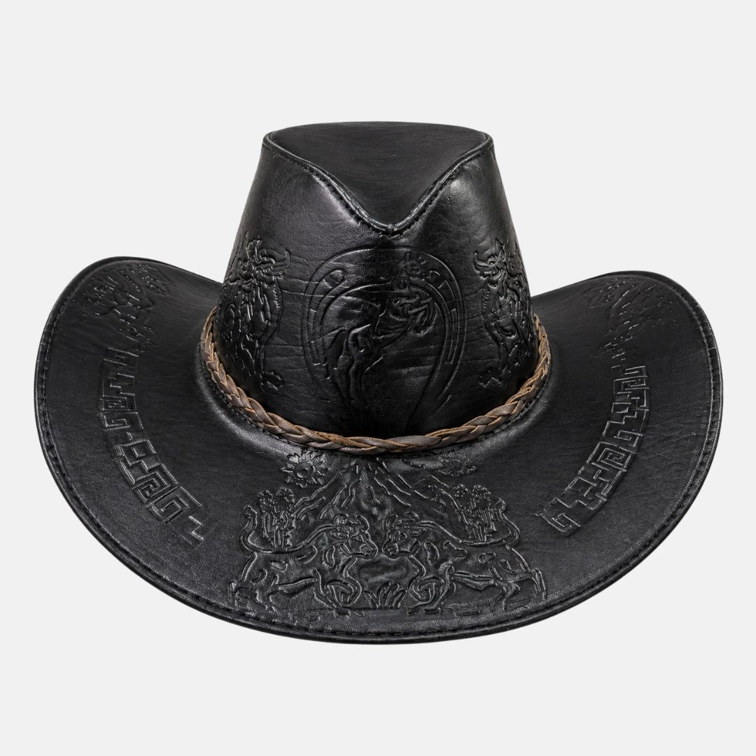 Sombrero Bernardo Vaquero de Cuero con Diseño