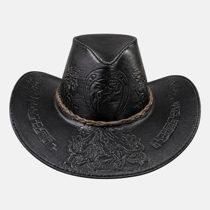 Sombrero Bernardo Vaquero de Cuero con Diseño