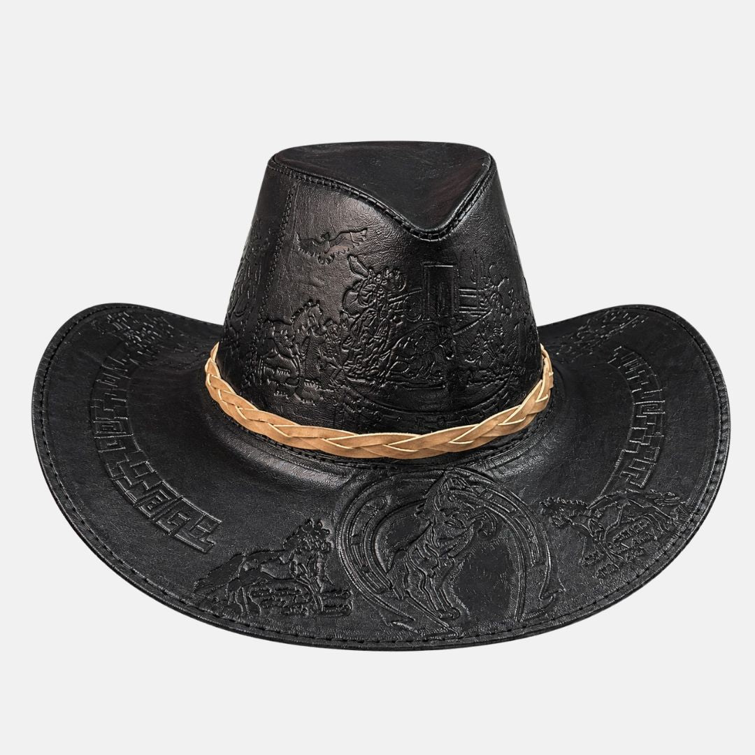 Sombrero Bernardo Vaquero de Cuero con Diseño