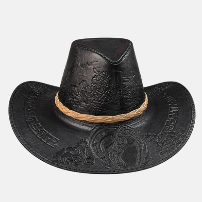 Sombrero Bernardo Vaquero de Cuero con Diseño