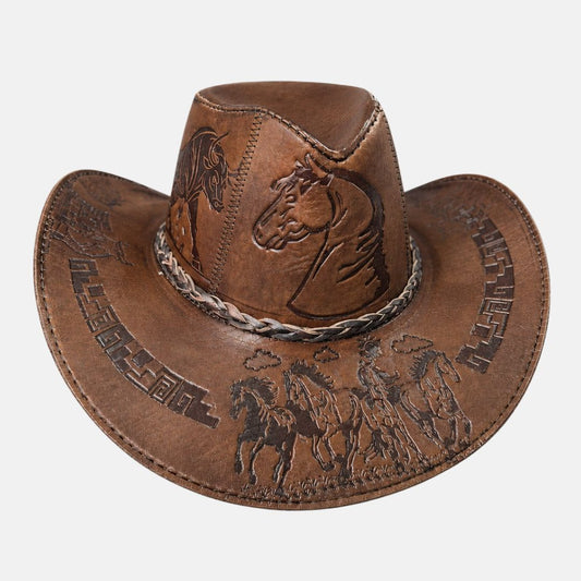Sombrero Bernardo Vaquero de Cuero con Diseño
