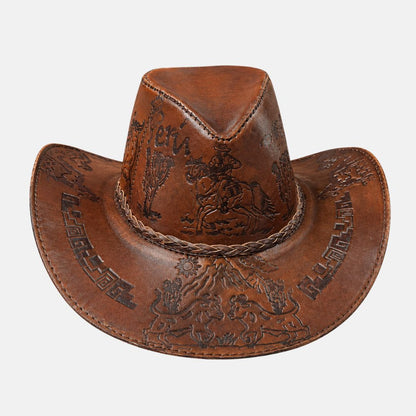 Sombrero Bernardo Vaquero de Cuero con Diseño