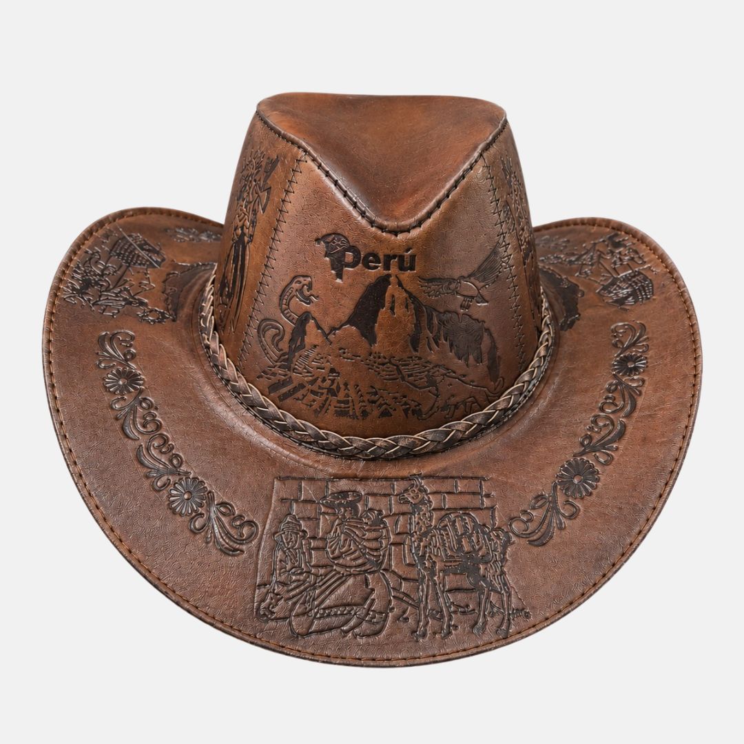 Sombrero Bernardo Vaquero de Cuero con Diseño
