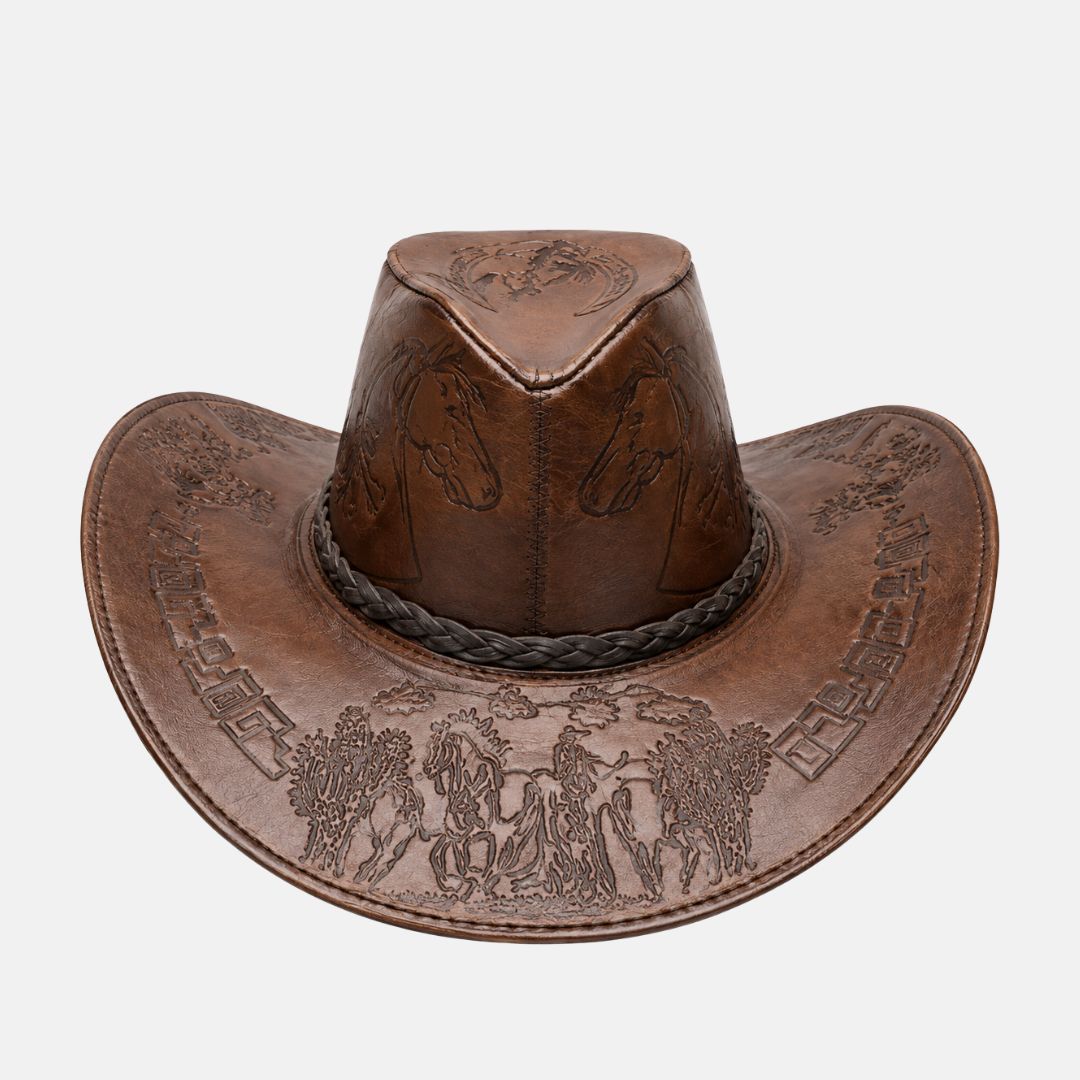 Sombrero Bernardo Vaquero de Cuero con Diseño