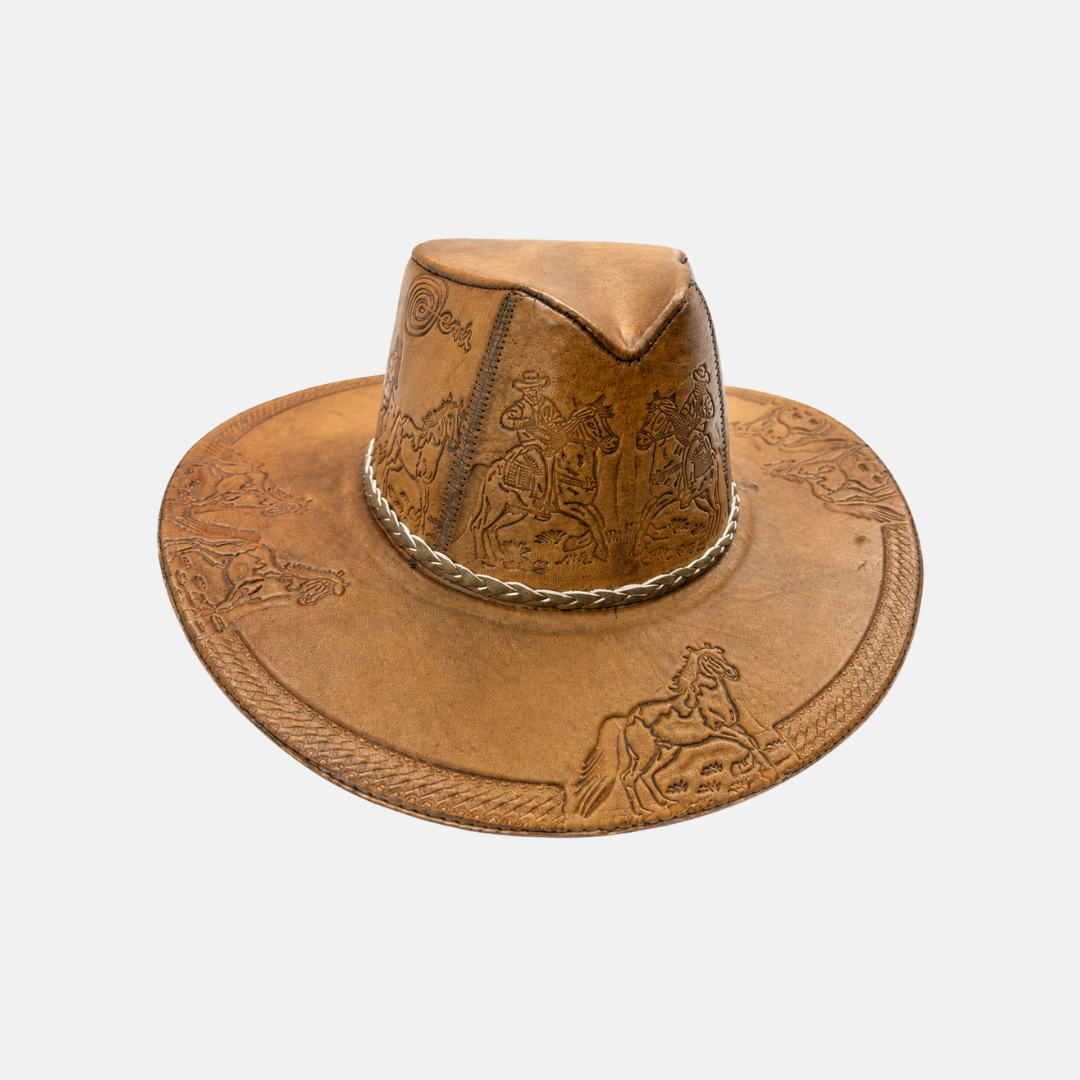 Sombrero Bernardo Vaquero de Cuero con Diseño