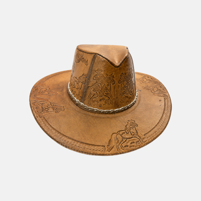 Sombrero Bernardo Vaquero de Cuero con Diseño