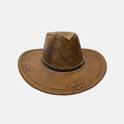 Sombrero Bernardo Vaquero de Cuero con Diseño