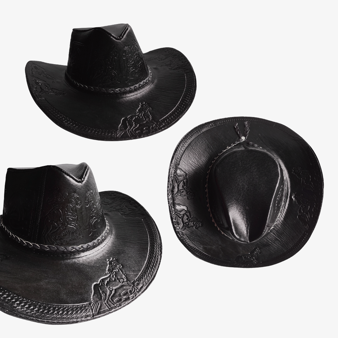 Sombrero Bernardo Vaquero de Cuero con Diseño