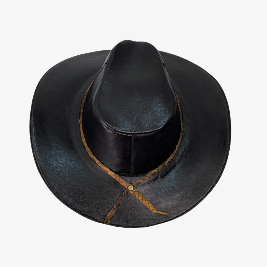 Sombrero Vaquero Rústico de Cuero Liso Bernardo