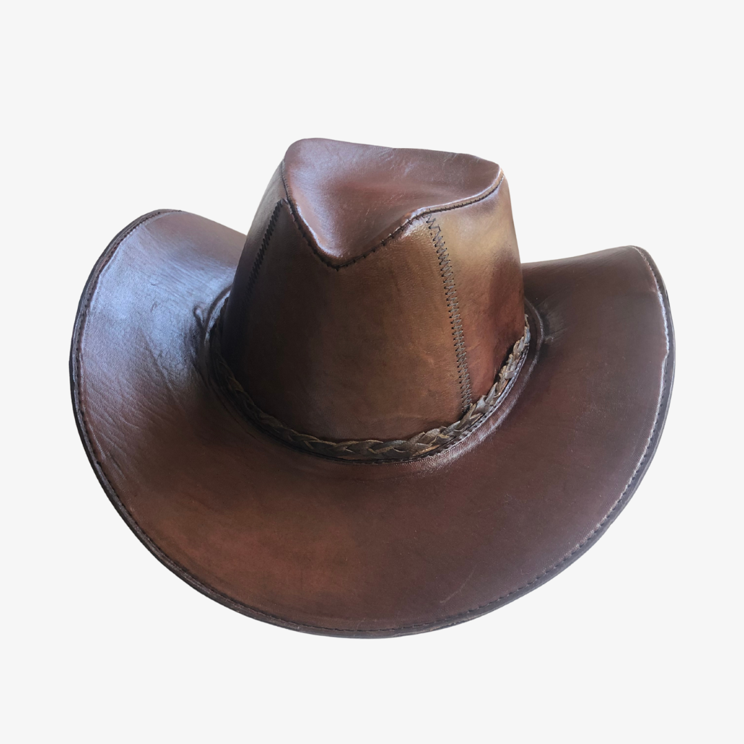 Sombrero Vaquero Rústico de Cuero Liso Bernardo