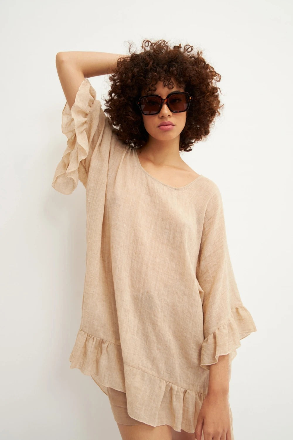 Salida Vestido de Playa Elena Khaki - Talla S/M