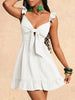 Vestido Estefania blanco con lazo y vuelo en hombros – Talla M