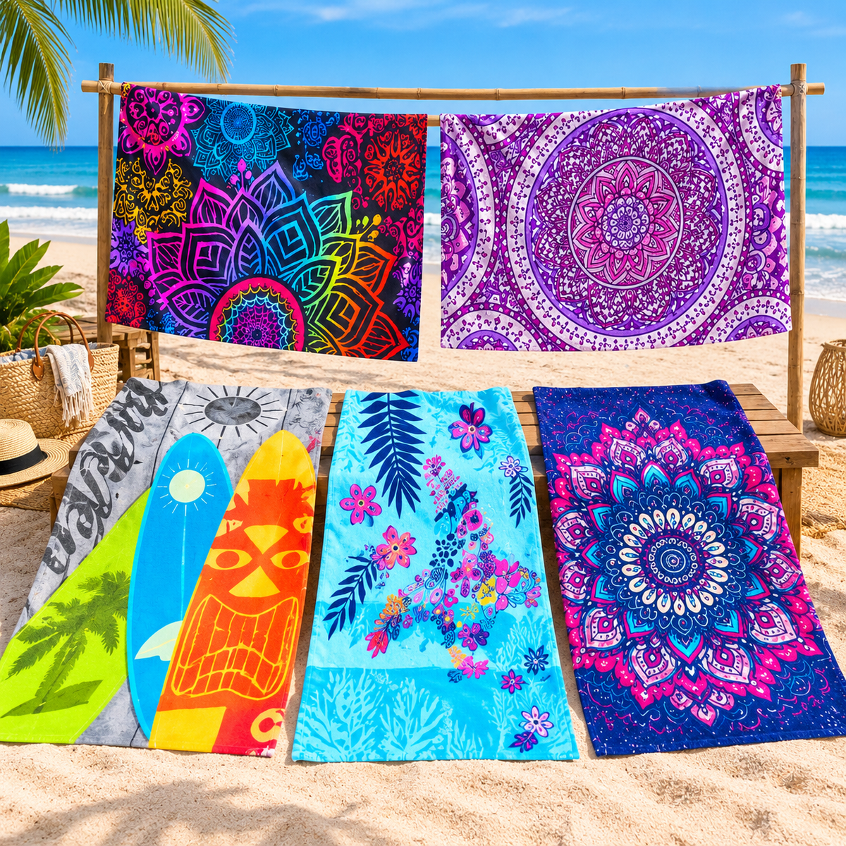Toalla de Microfibra para Playa 150 x 70 cm Diseños Étnicos y Mandalas