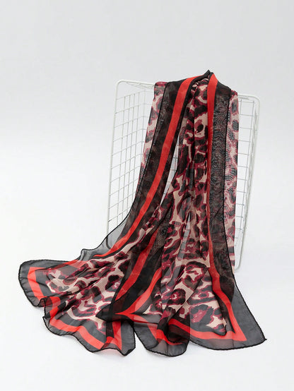 Pashmina Fiora de Gasa diseño Animal Print | Rojo