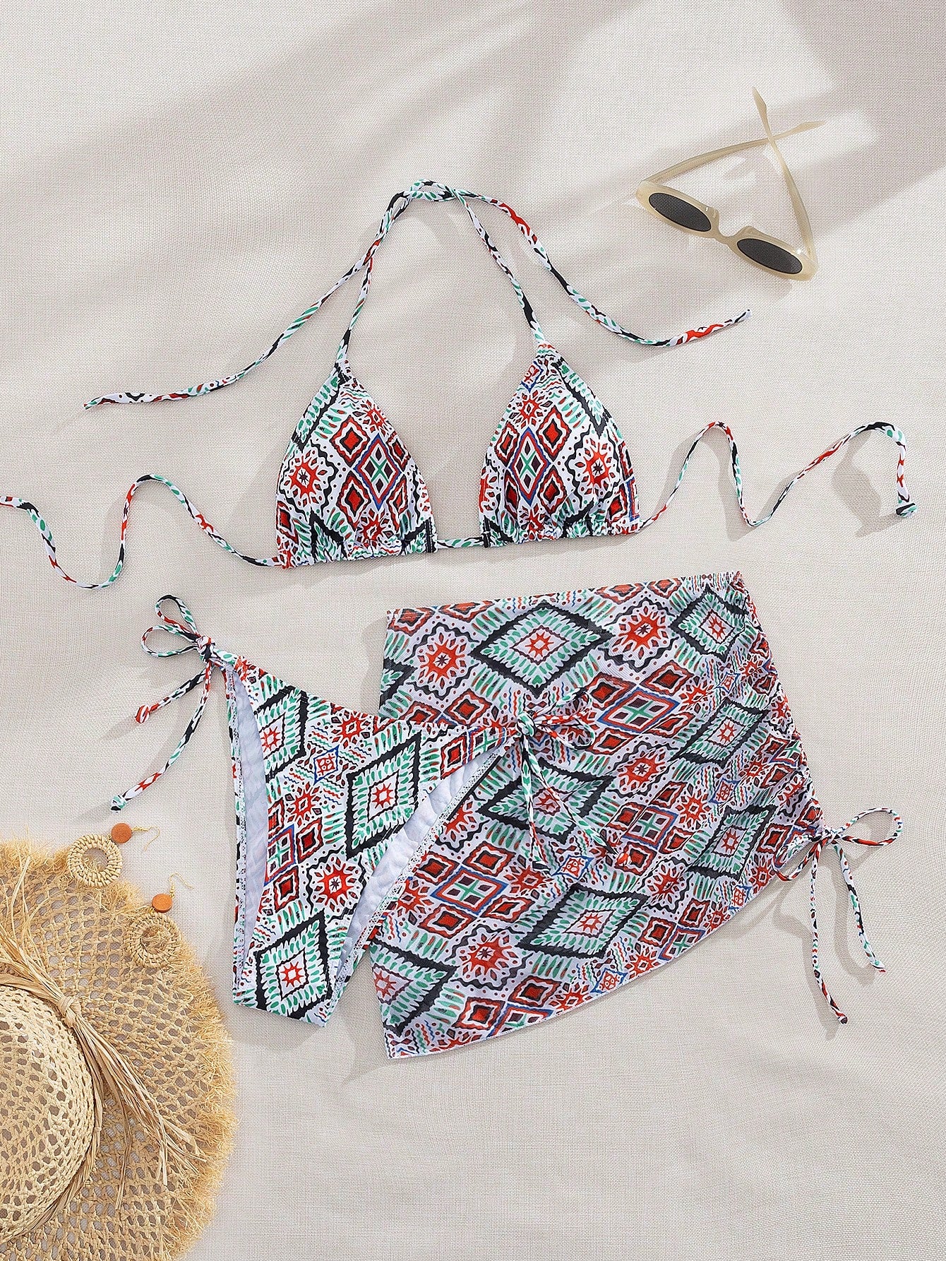 Bikini Flavia de 3 piezas con estampado geométrico - Talla M