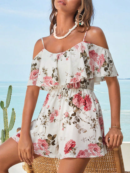 Enterizo Genevieve con estampado floral y hombros descubiertos – Talla M