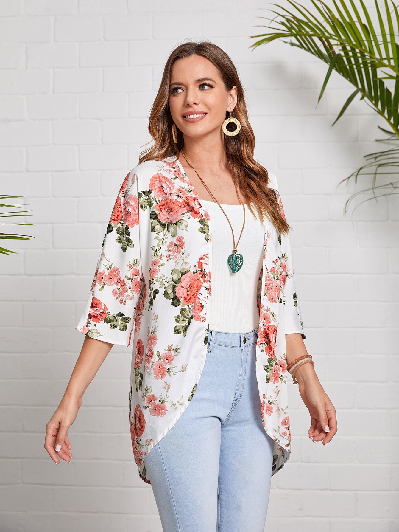 Kimono Genova Estampado Floral Manga Francesa - Talla M