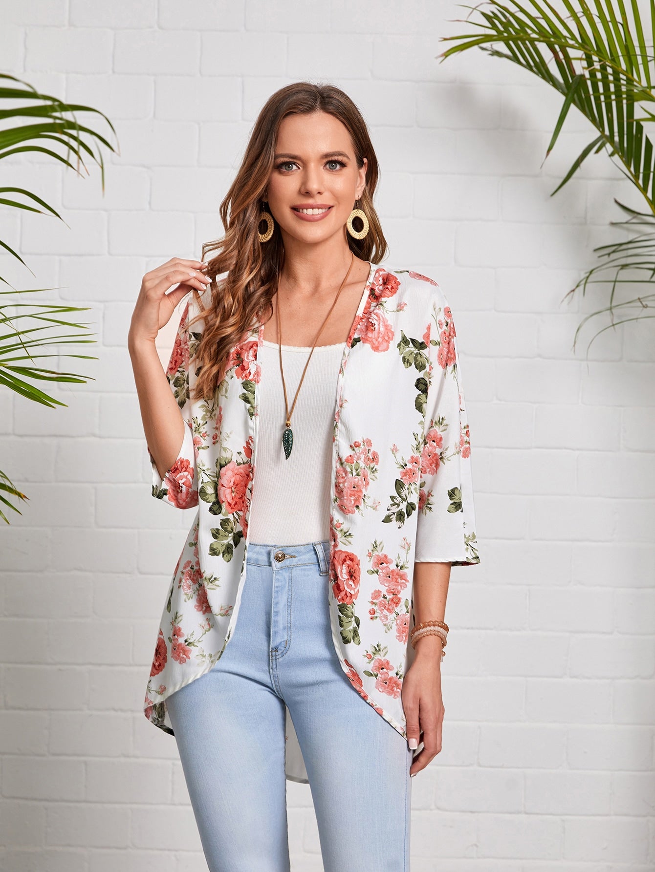 Kimono Genova Estampado Floral Manga Francesa - Talla L