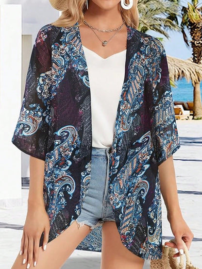 Kimono Gypsy Estampado Paisley Multicolor - Talla M