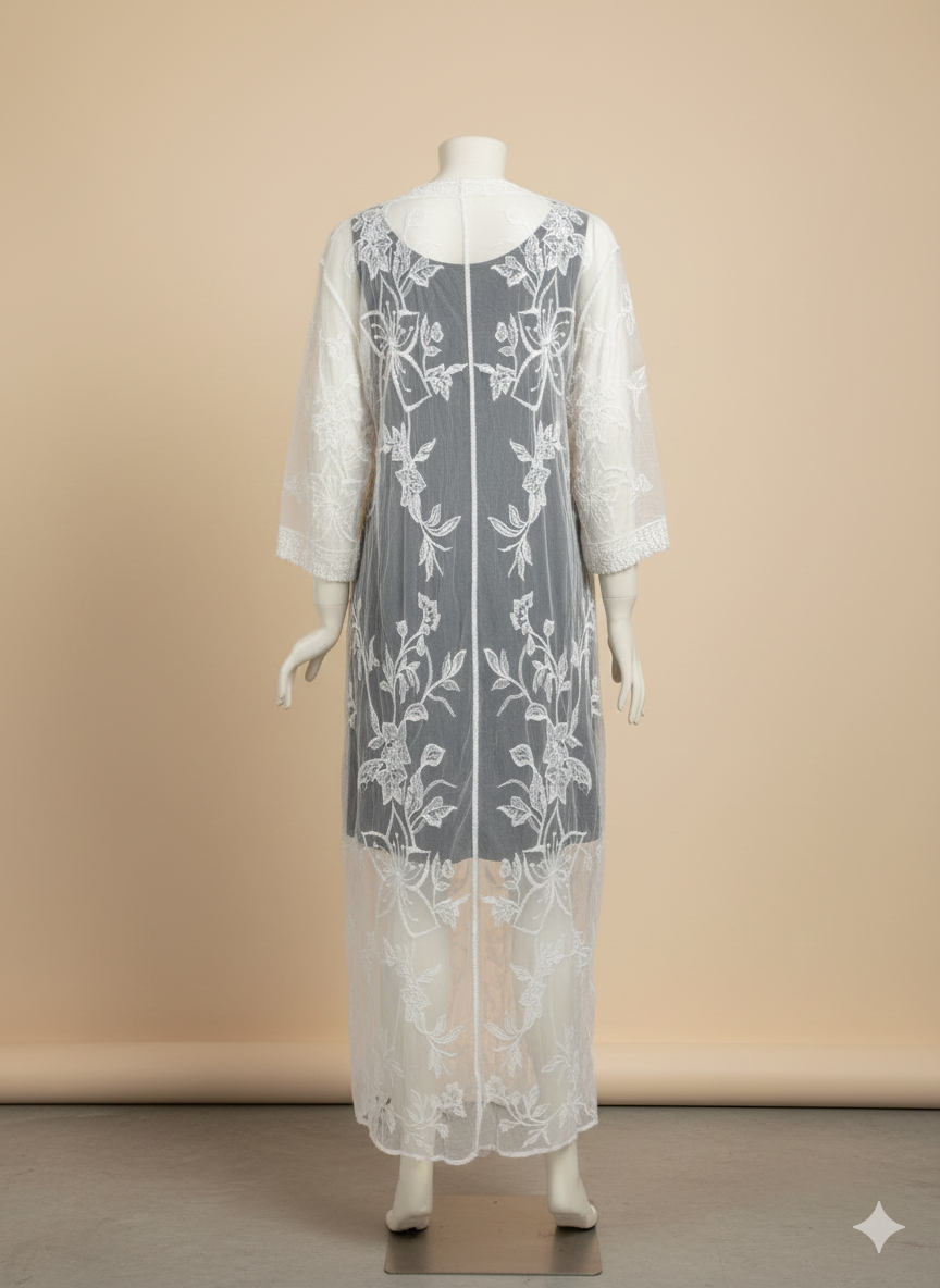 Kimono Salida de Playa Tul Oversize Agave