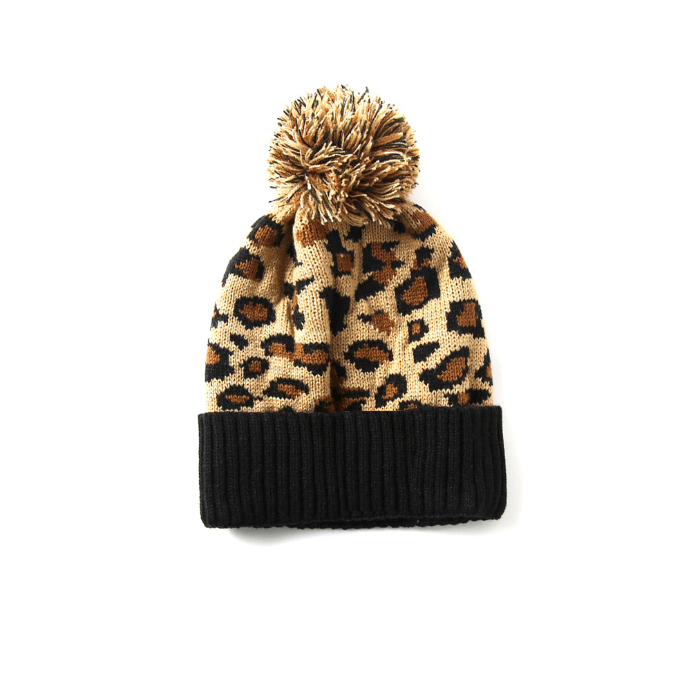 Beanie Leopard Print Negro: Chullo Para Mujer