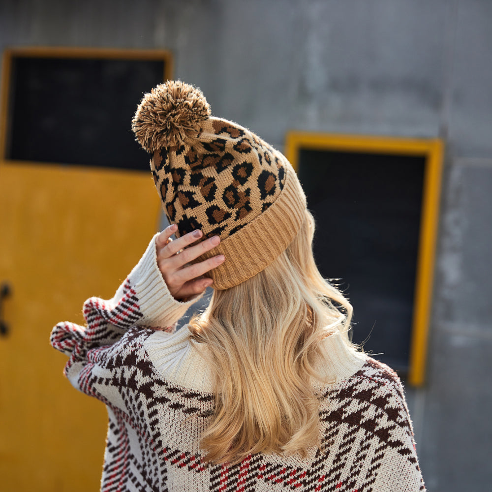 Beanie Leopard Print Beige: Chullo Para Mujer