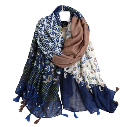 Pashmina Hakuma Mosaico Bohemio Azul y Marrón
